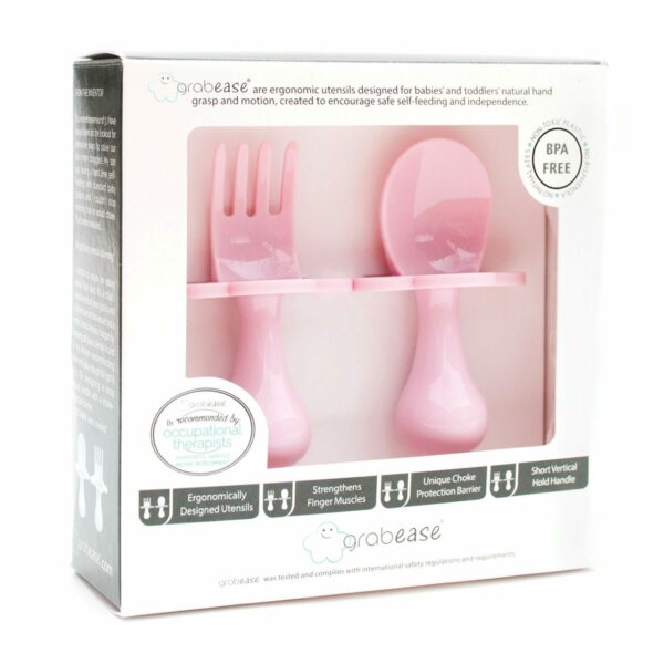 Ergonomic baby cutlery - light pink