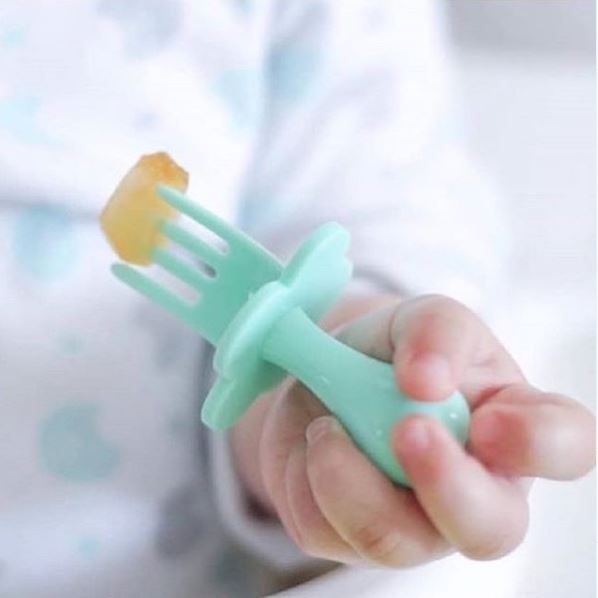 Grabease - Couverts bébé ergonomiques Vert menthe - Petit Sixième